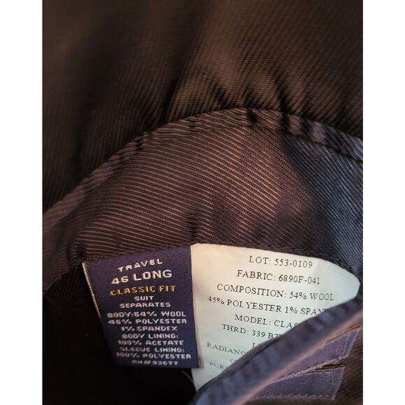 NWT Stafford 46L Blue Sport Coat Blazer Jacket Solid Polyester/Wool Traveld - Picture 5 of 16